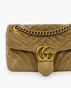 Gucci GG Marmont Pieni beige samettinen olkalaukku