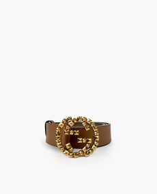 Gucci Calfskin Studded Interlocking G Belt Brown 80