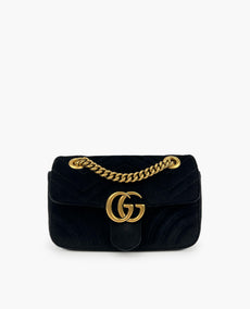 Gucci GG Marmont Mini Black Velvet olkalaukku