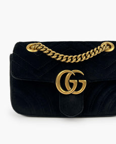 Gucci GG Marmont Mini Black Velvet olkalaukku