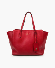 Gucci Swing Leather Tote Red