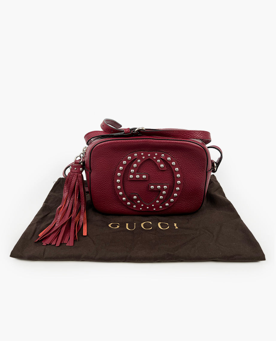 Gucci Soho Leather Disco Red Bag With Studs Luxury Helsinki