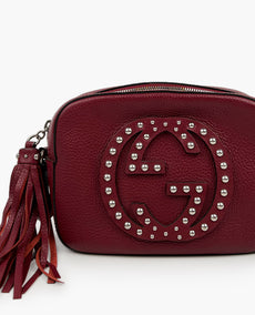 Gucci Soho Leather Disco Red Bag With Studs