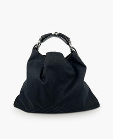 Gucci Large Horsebit Hobo Black Bag Vintage