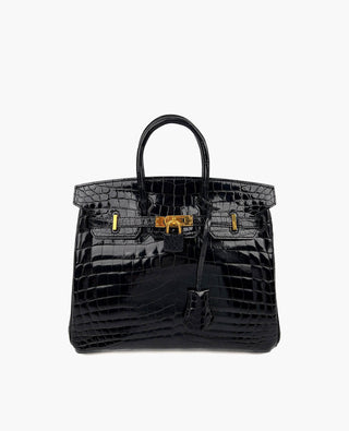 Hermès Birkin 25 Shiny Crocodile Niloticus Black GHW