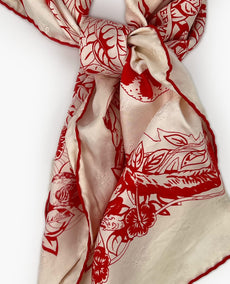 Hermès Silk Red and Ivory Bird Scarf