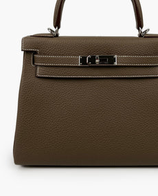 Hermès Kelly 28 Clemence Etoupe PHW