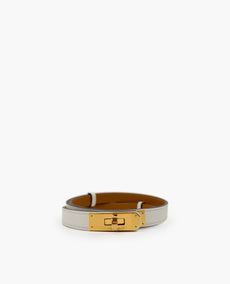 Hermès Kelly 18 Epsom White/Gold Belt