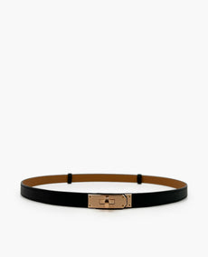 Hermès Kelly 18 Epsom Black/Gold Belt RGHS