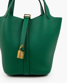 Hermès Picotin 18 Taurillon Green GHW 