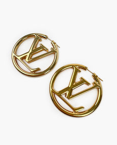 Louis Vuitton Louise GM Gold Hoop Earrings