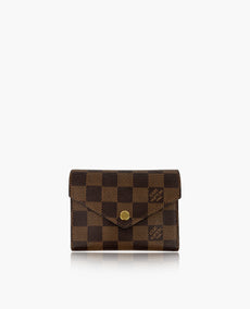 Louis Vuitton Victorine Wallet In Damier Ebene Canvas Red