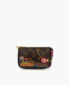 Louis Vuitton Mini Pochette Ebene Xmas Roller Coaster Rose Pivoine