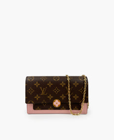 Louis Vuitton Flore Chain Wallet Rose Ballerine Monogram