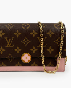 Louis Vuitton Flore Chain Wallet Rose Ballerine Monogram