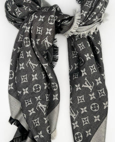 Louis Vuitton Monogram Denim Black and White Shawl