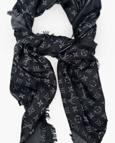 Louis Vuitton Monogram Shine Shawl Black