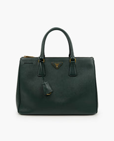 Prada Large Galleria Saffiano Leather Bag Green