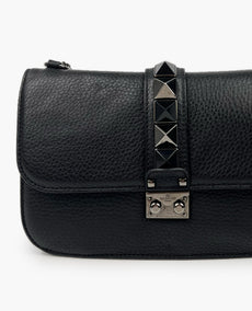 Valentino Glam Lock Medium Black Bag