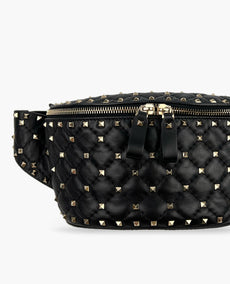 Valentino Black Quilted Leather Rockstud Bum Bag