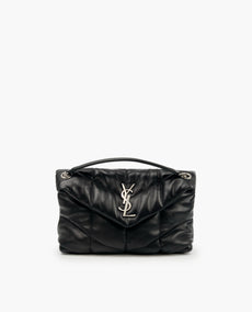 Saint Laurent Puffer Small Chain Bag In Quilted Black Lambskin