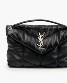 Saint Laurent Puffer Small Chain Bag In Quilted Black Lambskin