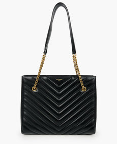 Saint Laurent Cabas Tribeca Black Chevron Tote Bag