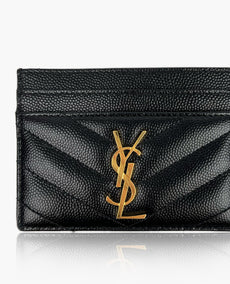 Saint Laurent Cassandre Matelasse´ Card Case In Black