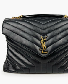 Saint Laurent Loulou Large Chain Bag Black Quilted Y Leather