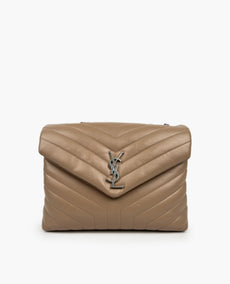 Saint Laurent Medium Loulou Chain Bag Dark Beige Quilted Y Leather