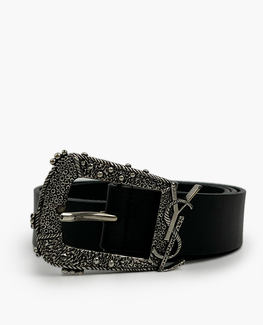 Black ysl belt best sale