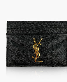 Saint Laurent Cardholder Black Grained Cardholder GHW