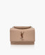 Saint Laurent Sunset Chain Wallet In Coated Bark Leather Powder Pink