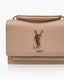 Saint Laurent Sunset Chain Wallet In Coated Bark Leather Powder Pink