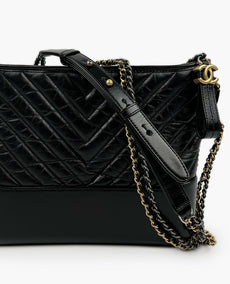 Chanel Gabrielle Large Hobo Bag Black Chevron