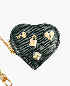 Louis Vuitton Heart Coin Purse Love Lock Black Epi Leather