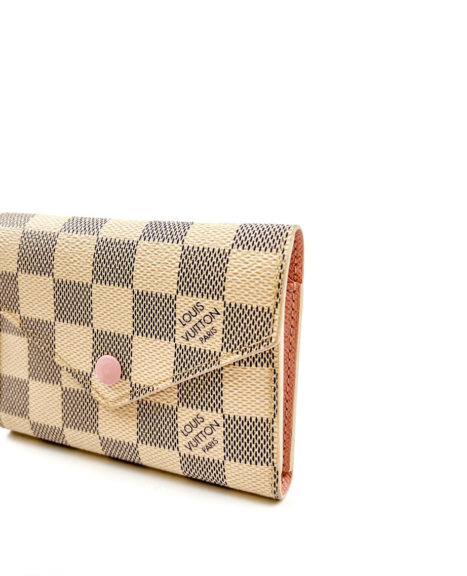 Louis Vuitton Victorine Wallet Damier Azur Rose Ballerine – Luxury