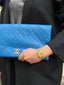 Chanel Thin City Fold-Over Clutch Quilted Blue Lambskin GBHW