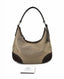 Prada Canapa Leather-Trimmed Hobo Beige