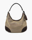 Prada Canapa Leather-Trimmed Hobo Beige