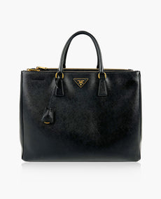 Prada Saffiano Double-Zip Executive Black Tote Bag