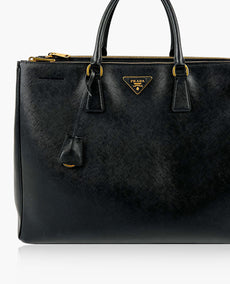 Prada Saffiano Double-Zip Executive Black Tote Bag