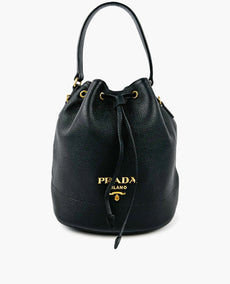 Prada Black Leather Bucket Bag