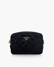 Prada Nylon Quilted Crossbody Bag Black