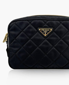 Prada Nylon Quilted Crossbody Bag Black