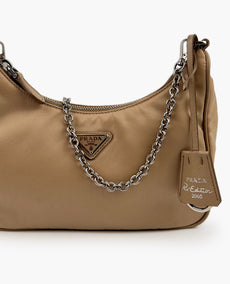 Prada Re-Edition 2005 Shoulder Bag Nylon Beige