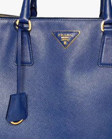 Prada Bluette Saffiano Lux Executive Large Double Zip Bag