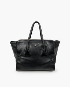 Prada Twin Pocket Glace Calf Black Tote