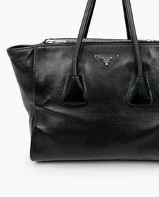 Prada Twin Pocket Glace Calf Black Tote