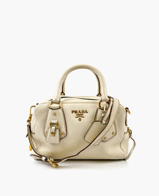 Prada White Vitello Daino Handbag in Talco